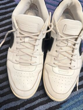 Off-White White Leather Sneakers with Black Side Detail